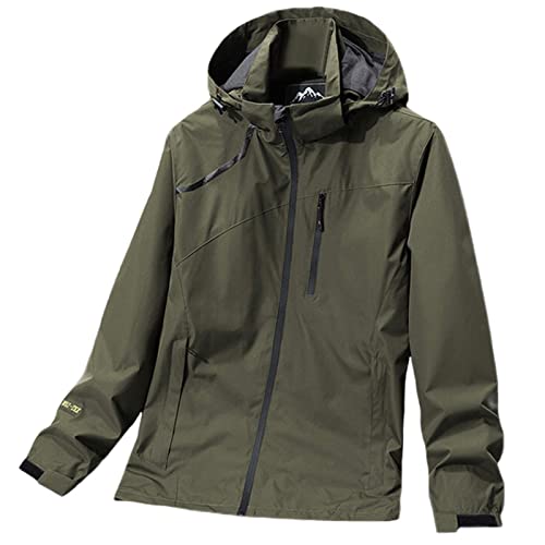Image of Lifup Men's Waterproof Rain Jacket Lightweight Raincoat Hooded Trench Outdoor Windbreaker for Hiking Travel