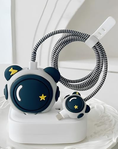Image of Skysia Wire Saver Charger Case for Apple 18W & 20W - 3D Astronaut Design, Silicone Charger Cover & Cable Protector, Full Protection & Fun Look (Astronaut Black)