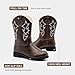 prechentty Cowboy Boys Boots Cowgirl Kids Western Boot for Girls Riding Shoes Little Kid Round Toe Wide Calf Boy Horse West Cow Horseback Low Heel Hunting Fashion Classic Brown(Size13)
