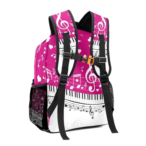 Personalized Piano Key Music Notes Rose Purple Waterproof School Backpack Custom Travel Bookbags for Gift3