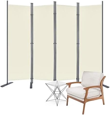 Monucep Paravent Raumteiler 4-teilig - Weiße Trennwand Für Innen & Outdoor
