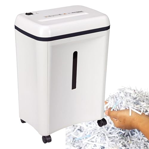 Destructora de Papel de Corte Transversal de 6 Hojas, eléct, con Capacidad de 15 l y Ruedas universales, Capacidad de trituración de 3 m/min en Discos y Tarjetas para Oficina, hogar y Escuela.
