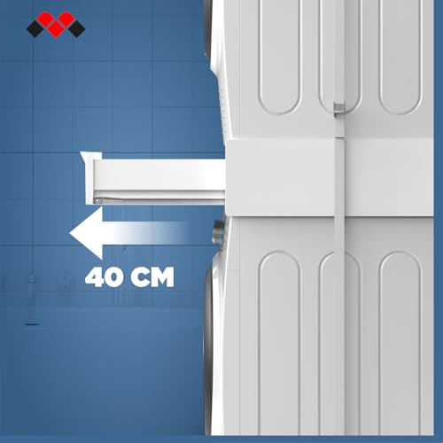 Meliconi Base Torre Extra L60, Kit di Sovrapposizione Lavatrice Asciugatrice Universale, Supporto Asciugatrice Premontato con Cassetto da 28 L, Cinghia di Sicurezza Inclusa, Portata 250 Kg, Bianco - 5