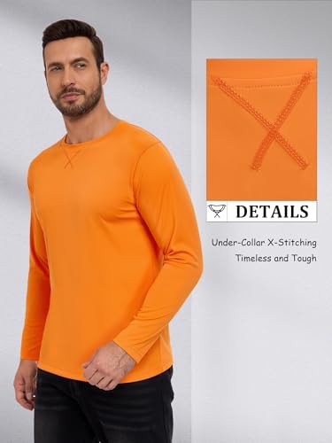 TUREFACE Men's UPF 50+ UV Protection Rash Guard Breathable Quick Dry Long Sleeve Shirt with X-Stitching for Outdoor Activities Jacinth Medium - 3