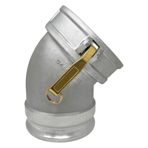 Gloxco Aluminum Type DA Cam and Groove Hose Fitting, 45 Degree Elbow, 6" Female Camlock x 6" Male Camlock (CAM-60-DA45-AL)