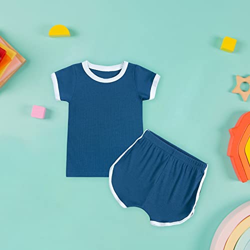 Baby Boys Girls Short Sleeve T-Shirt Tops+Shorts Cute Summer Outfit for Toddler Loung𝐞wear Cotton 𝐏ajamas Sl𝐞epwear4