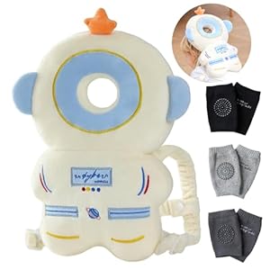 Feidoog Baby Head Protector Cushion Backpack with 3 Knee Pads for Walking & Crawling,Astronauts