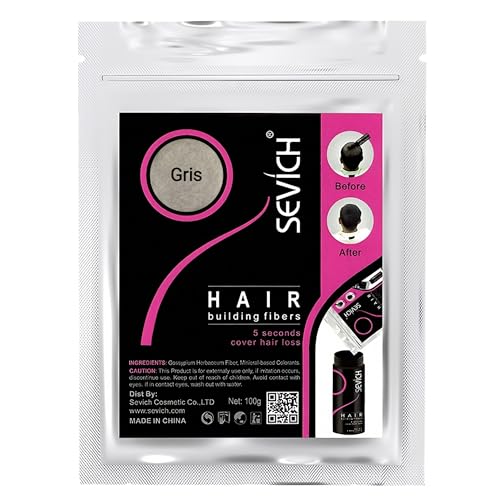 Bolsa Recarga Fibras Capilares Gris 100g - Microfibras Capilares de Algodón en Polvo 100% Natural para Disimular Calvicie y Alopecia al Instante - Fibra Capilar Hombre y Mujer