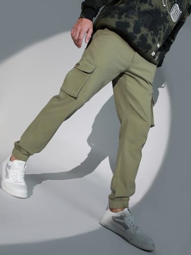 Image of Hubberholme Mens Grey Mid-Rise Cotton Casual Joggers HHMWJS004