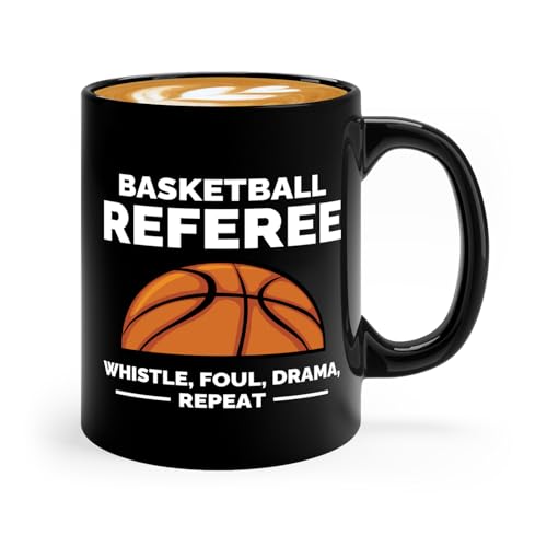 Taza de cerámica para árbitro de baloncesto 11oz negra miniatura 1