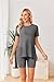 Ekouaer Women's Maternity 2 Piece Set Outfits Short Sleeve Shirts and Biker Shorts Sets Pregnancy Pajamas Mama Clothes Dark Grey S