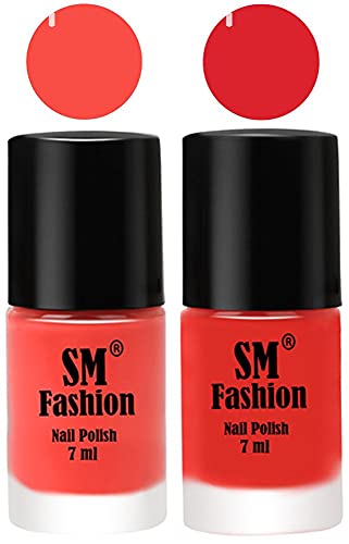 Image of Long Lasting Nail Polish | Nail Paint Combo 7 ml Each) - Set of 2 Coral-Candy Orange