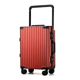 NFEKLFI Koffer mittelgroß Reisekoffer 20' 22' 24 Zoll breiter Griff Aluminiumrahmen Gepäck Boarding Box Trolley Business Koffer(Red,24Inches 600mm)