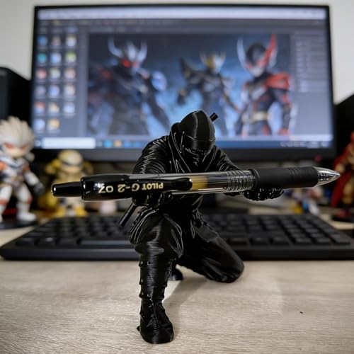 Image of Ninja Samurai Dashboard Figurine Idol - Creative Warrior Desk Decor Statue for Car Dashboard, Office Table, Home Decoration & Unique Gift Item(NINZA Pen Holder)