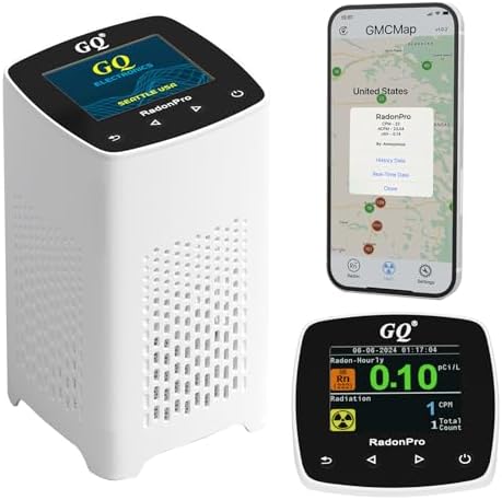 GQ Radon Detector Radon Pro 2-in-1 Radon Monitor Nuclear Radiation Detector Geiger Counter simultaneously Detection Fast Accurate Color Simple Display USA Design