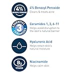 CeraVe Acne Foaming Cream Cleanser, 4% Benzoyl Peroxide Face Wash With Hyaluronic Acid, Niacinamide & Ceramides, Gentle Daily Acne Treatment For Face - Image 4