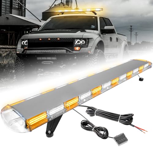 ASPL 53 inch 260 LED Low Profile Rooftop Strobe Lights Bar High Intensity Emergency Warning Flashing Beacon Snow Plow Light Traffic Advisor Car Hazard Construction Roof Lights Bars (Amber/White)