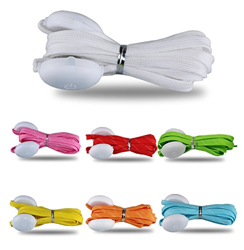 43"Led Light Up Shiny Shoelaces 3 Flashing Modes For Night Jogging Running Hip-Hop Dancing Disco Party(White) #TOP3
