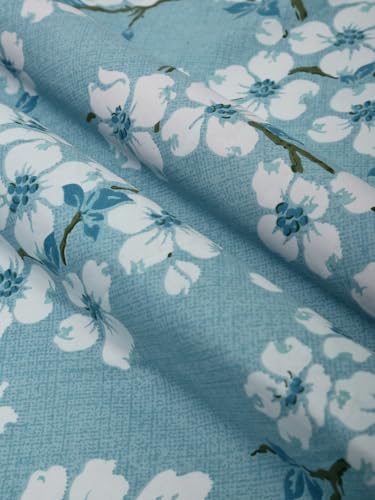 Image of ROSARAHOME 180 TC Microfiber Flat Queen Size Double Bed Bedsheet with 2 Pillow Cover| Bedsheet:240cmx225cm Pillow Covers:45cmx70cm,Floral Blue