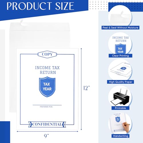 FunooFuno 400 Pcs Income Tax Return Envelopes for Tax Preparers 9 x 12 Inches Open End White Envelopes Large Mailer for Office Business Legal Documents Catalog Paper Mailing - Thumbnail 2