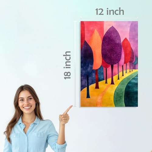 Image of SiddArtify Colorful Abstract Wall Art Prints Set - Botanical Landscape Poster Decor for Living Room Bedroom Office - 12x18 inch Sticker Pack of 6