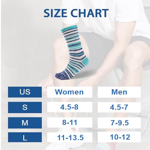 Image of Womens Crew Toe Sock, Colorful Cotton Toe Socks for women Arch Support, Casual Calf Running Five-Toe Design(3&6pairs)