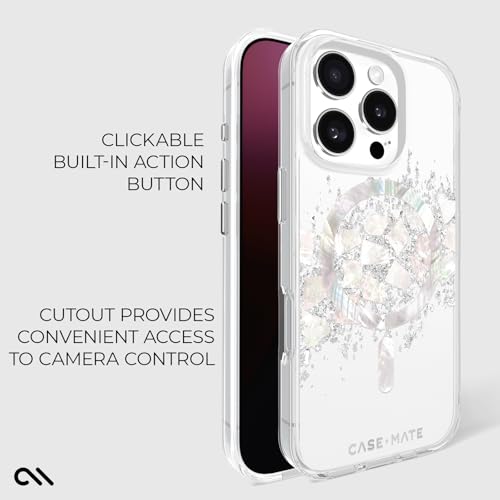 Case-Mate iPhone 16 Pro Case [Compatible with MagSafe] - Stylish Mother of Pearl Phone Case with 12ft Drop Protection - Premium Magnetic Cover for iPhone 16 Pro - Touch of Pearl - image 4