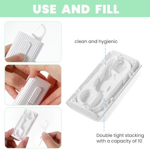 Image of 4 Pcs Portable Dental Floss Dispenser Refillable Dental Flossers Case Automatic Travel Floss Pick Organizer Pocket Floss Boxes with 40 Floss Picks for Cleaning Teeth