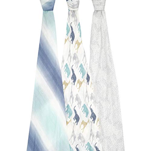Image of aden + anais Silky Soft Swaddle Blanket, Boutique Muslin Blankets for Girls & Boys, Baby Receiving Swaddles, Ideal Newborn & Infant Swaddling Set, Perfect Shower Gifts, 3 Pack, Expedition