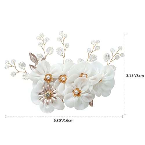 Sobeit Wedding Hair Accessories For Bride, Flower Pearl Bridal Hair Comb Accessories, Elegant Wedding Hair Comb Hair Pieces For Bride Bridesmaid Women Girl #TOP5