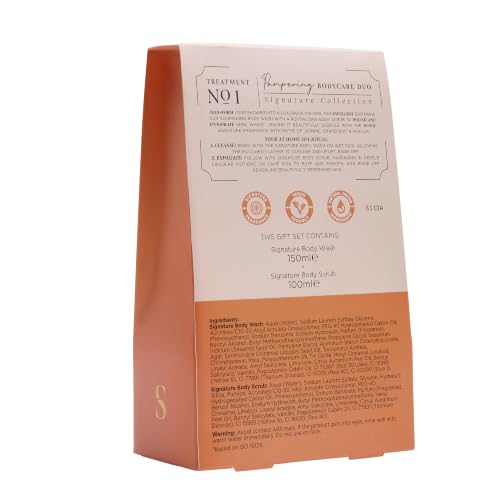 Sanctuary Spa Signature Bodycare Duo Gift Set for Women, Body Wash 150ml & Exfoliating Body Scrub 100ml, Jasmine, Grapefruit & Vanilla Fragrance, Vegan Bath & Body Collection — photo 3
