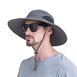 Summer Outdoor Sunscreen Square Big Fishing Hats Waterproof Breathable Wide Side Adjustable Chin Belt for Men/Women.Momoon Dark Gray