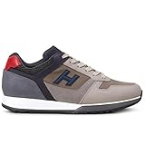 hogan sneaker damen silber  Hogan - Grey and Blue Leather and Fabric H321 Sneakers - HXM3210Y860LIK50B8-7.5