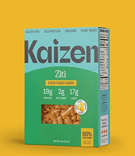 Kaizen Keto Pasta Ziti - 2 Net Carbs, 19G Protein - Gluten-Free, Keto Pasta Made With High Fiber Lupini Flour - 8 Ounces (Pack Of 3) #TOP2