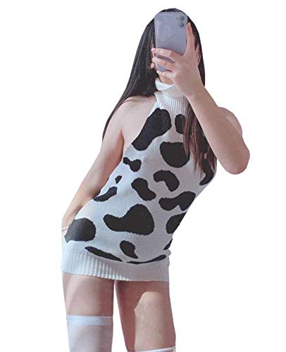 Image of Olens Japan Style Turtleneck Sleeveless Open Back Sweater Anime Cosplay Sweater