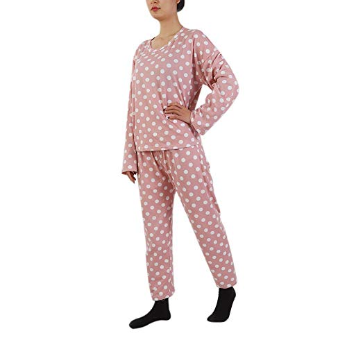 Ardorlove Pajamas Set Long Sleeve Sleepwear Women's Cute Spring Cute Polka Dot Print Pink #TOP1