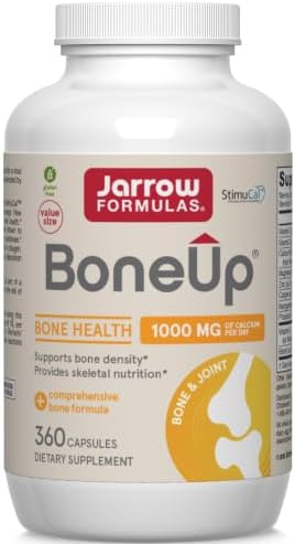 Jarrow Formulas BoneUp for Bone Density - Vitamin D3 and K2, Calcium Support, 360 Capsules, Promotes Skeletal Nutrition, Up to 60 Days Supply