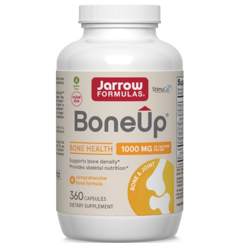 Jarrow Formulas BoneUp for Bone Density - Vitamin D3 and K2, Calcium Support, 360 Capsules, Promotes Skeletal Nutrition, Up to 60 Days Supply