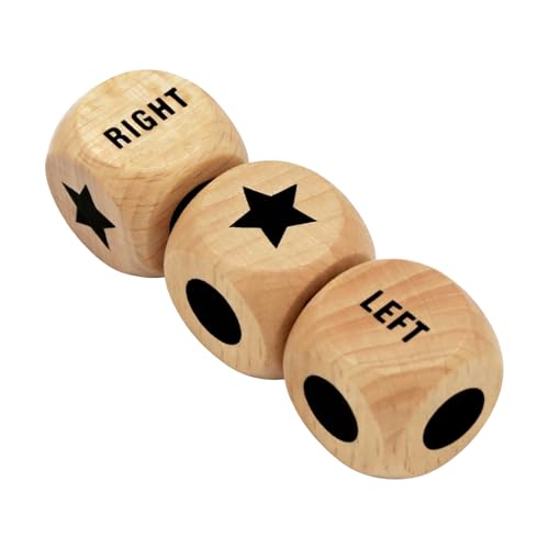 Left Right Centre Dice Game 3 Pcs 16mm 6 Sided Wooden Dices with Instructions Easy to Store Standard Size Right Left Centre Dice Games