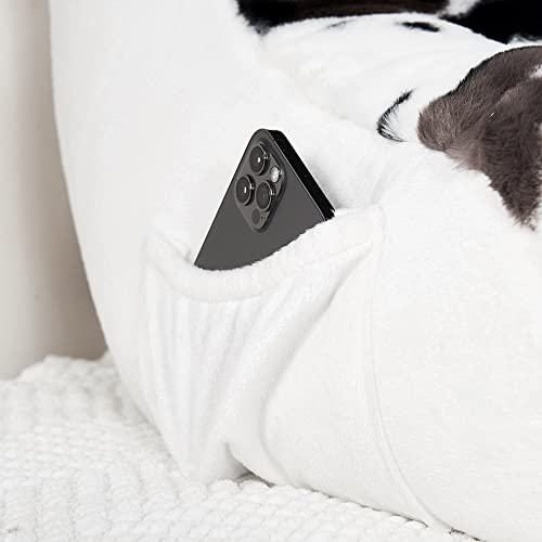 Bytide Animal Print Faux Fur Reading Pillow Cover (Cover Only, No Filler) For Shredded Stuffings, Medium Size Removable Bed Rest Pillow Cover With Arms Pockets (Zipper Length 15.8"), 18 Inch High, Cow #TOP6