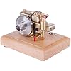 Engine Model Kit, Mini 4-Stroke Metal Engine Model with Wooden Base, Educational Physics Experiment STEM Toys for Adults Gifts