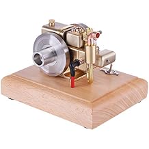Engine Model Kit, Mini 4-Stroke Metal Engine Model with Wooden Base, Educational Physics Experiment STEM Toys for Adults Gifts
