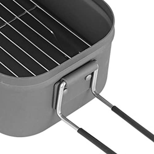 Spyminnpoo Camping Bento Box.aluminum Lunch Box Folding Handle Portable Stainless Steel Light Weight Cooking Bento Box For Outdoor Picnic (Natural Color Aluminum 800Ml With Skirt) #TOP5