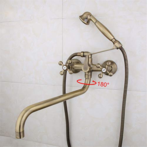 Robinet de baignoire mural double trou pour installer un grand bec de 36cm - 5