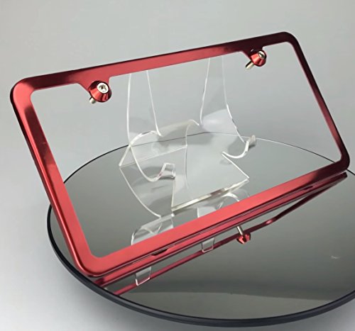 Ka Legend Candy Red 2 Holes Slim Powder Coated 100% Stainless Steel License Plate Frame Holder Tag W/Aluminum Screw Cap #TOP6