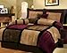 7 Piece Burgundy Brown Black Bed in a Bag Micro Suede QUEEN Comforter Set with accent pillows