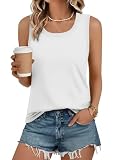 Cuptacc Tank Top Damen Ärmelloses Oberteile Sommer Elegant Tops Achselshirts Ohne Ärmel Basic Casual Lockere Tunika Weiß M 38 40