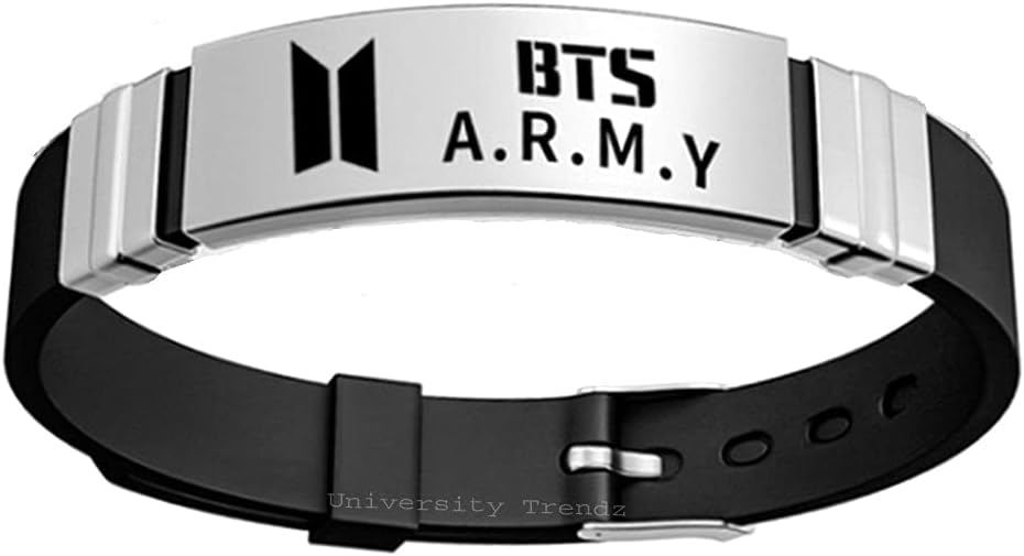 University Trendz ARMY Stainless Steel Silicon Wristband Bracelet for Boys & Girls