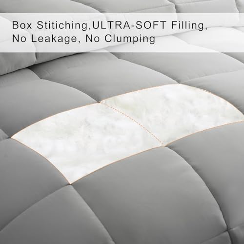 Image of COHOME California King Size Warm Comforter - All-Season Duvet Insert | Quilted Down Alternative Comforter,Luxury Hotel GentleSoft, Anti-Clump Tech & 8 Tabs,Light Grey 96 inch x 104 inch