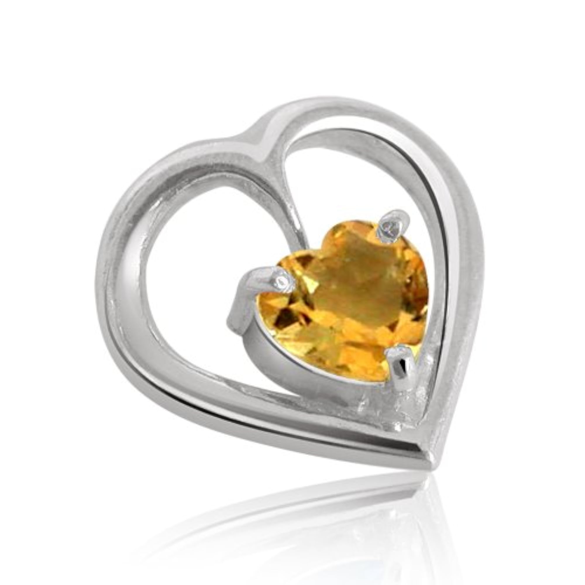 Girls' Heart Shape Golden Topaz & Sterling Silver Pendant